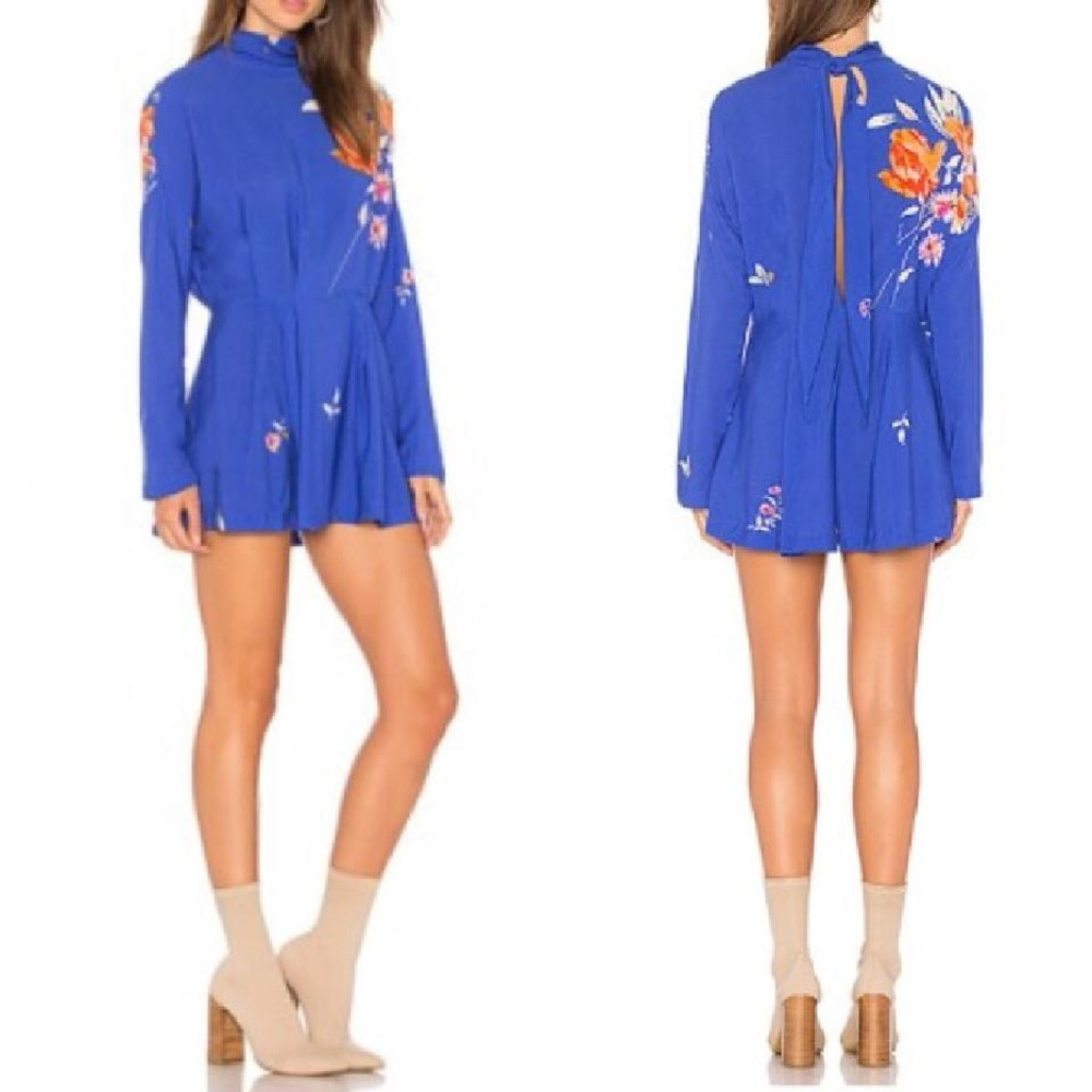 Free People Royal Blue Floral Mini Dress